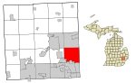 Oakland County Michigan Incorporated and Unincorporated areas Troy highlighted